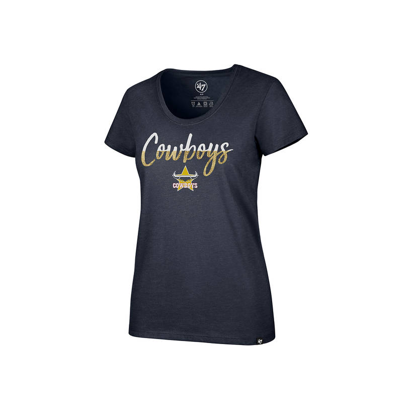 Ladies Navy Sparkle Dip Club Scoop Tee0