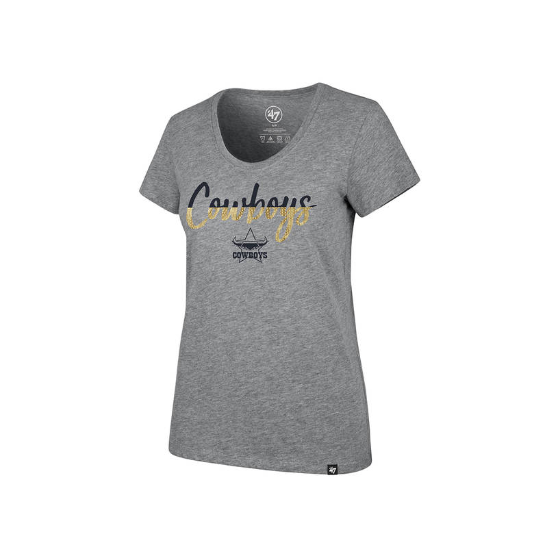 Ladies Grey Sparkle Dip Club Scoop Tee0